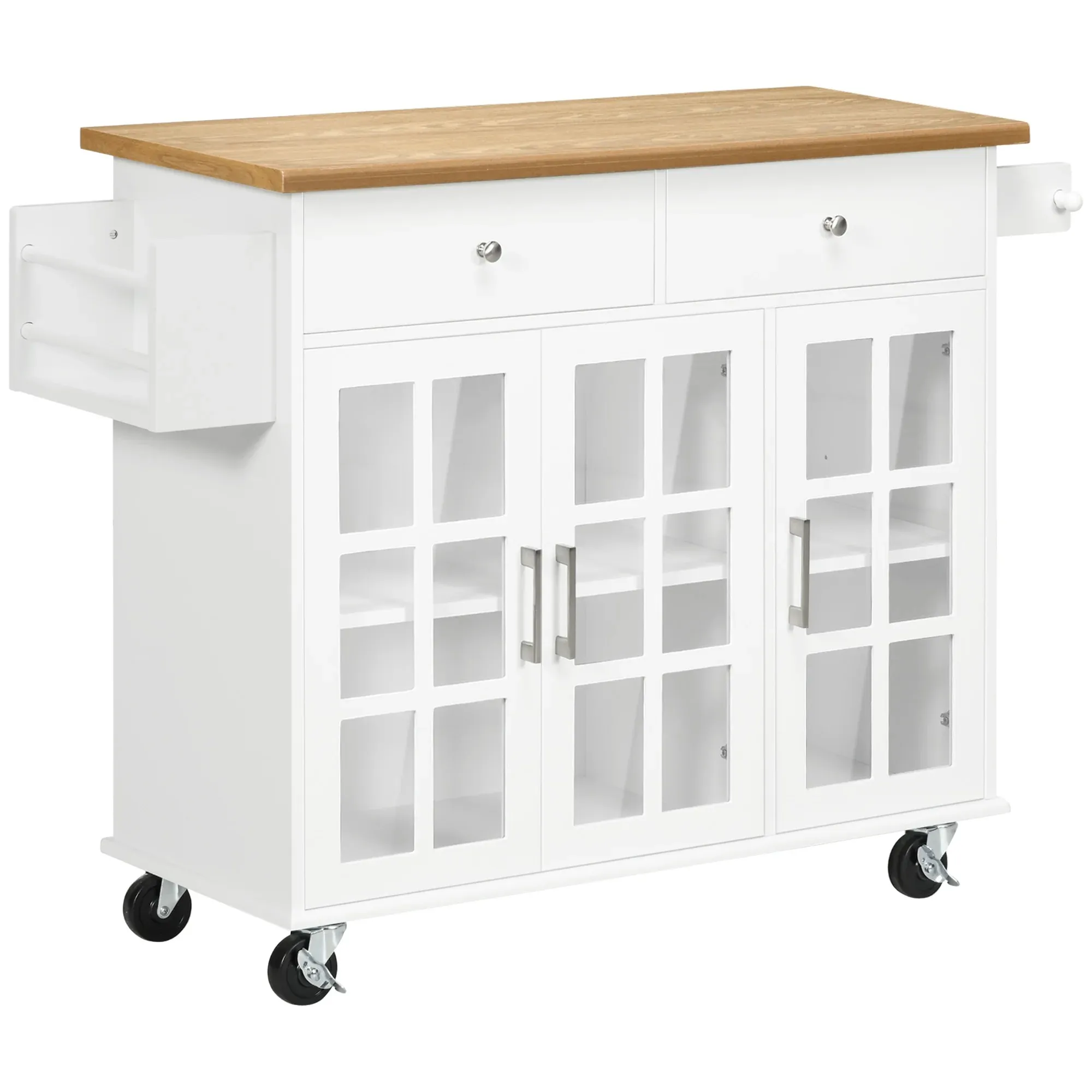 Versatile Kitchen Helper: Rolling Island with Storage & Racks