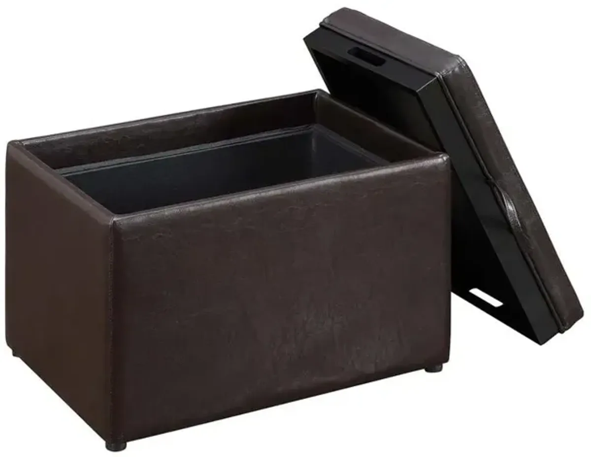 Convience Concept, Inc. Designs4Comfort Accent Storage Ottoman with Reversible Tray Espresso Faux Leather