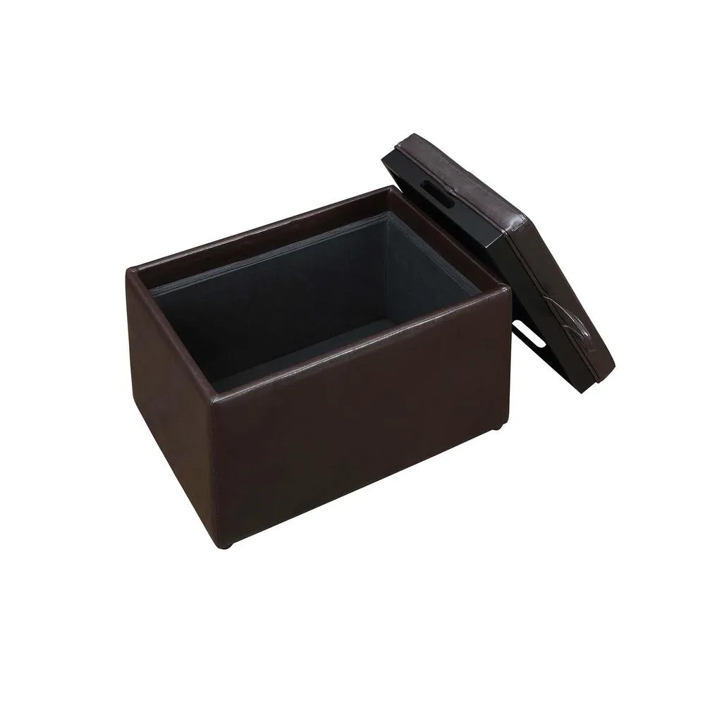 Convience Concept, Inc. Designs4Comfort Accent Storage Ottoman with Reversible Tray Espresso Faux Leather