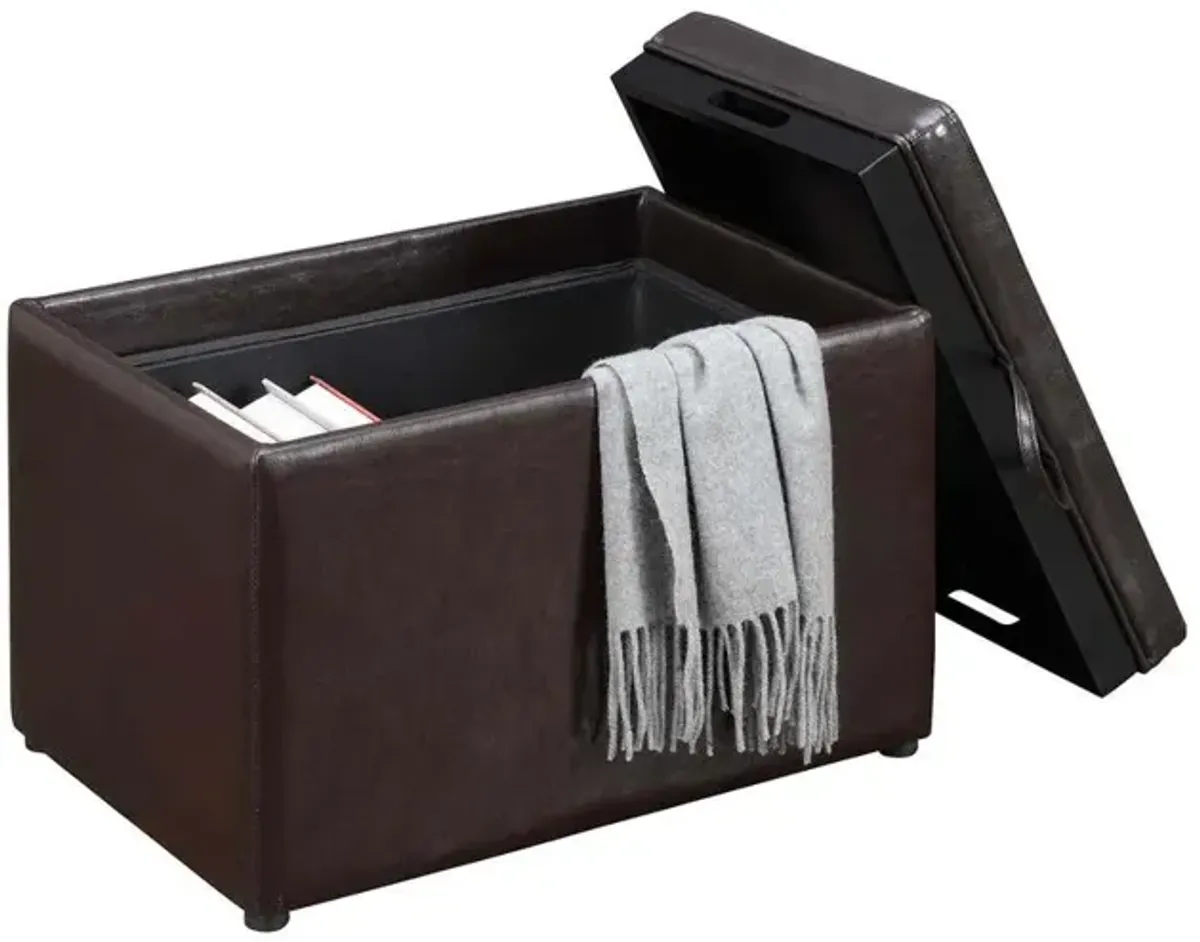 Convience Concept, Inc. Designs4Comfort Accent Storage Ottoman with Reversible Tray Espresso Faux Leather