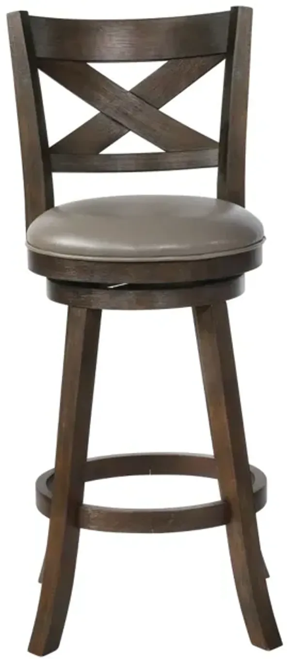 Elegant Swivel Barstool in Rustic Gray Faux Leather 2 Piece
