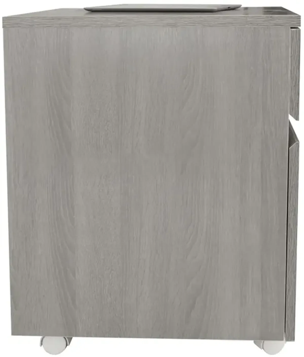 Rolling Two Drawer Vertical Filing Cabinet with Lock and Storage, Grey