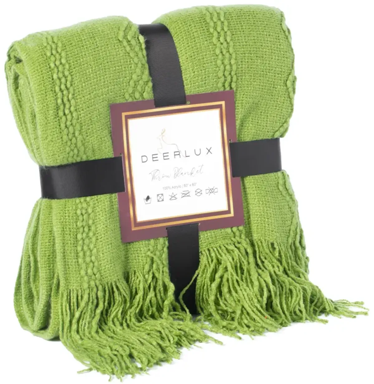 Decorative Zigzag Stripe Pattern Knit Throw Blanket, 50x60 in, Complete with Delicate Fringe Details - Green, Lightweight, Breathable, Easy Care, Versatile, All-Season, Ideal for Lounging, Gifting