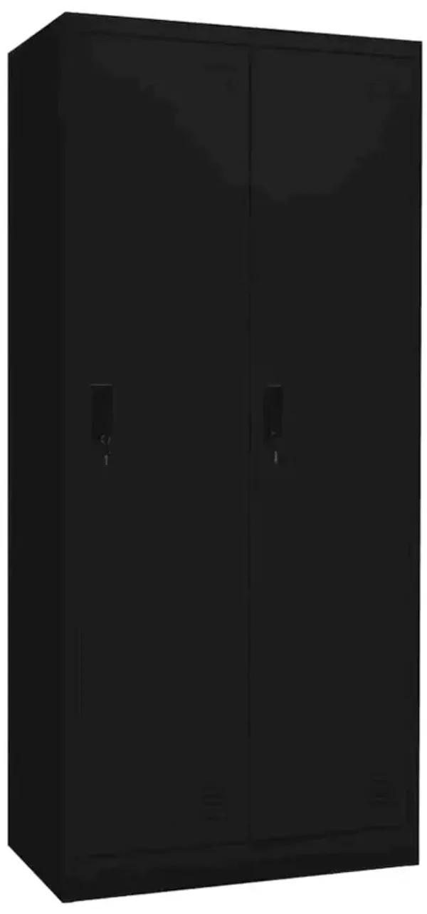 Wardrobe Black Steel 31.5x19.7x70.9 in Wardrobe Rectangular