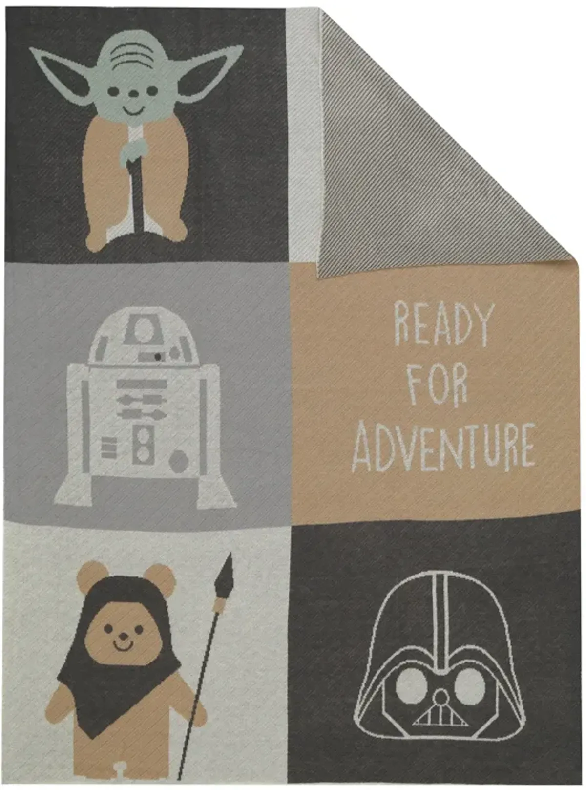 Lambs & Ivy Star Wars The Force Knit Baby Blanket - Yoda/Ewok/R2-D2/Vader