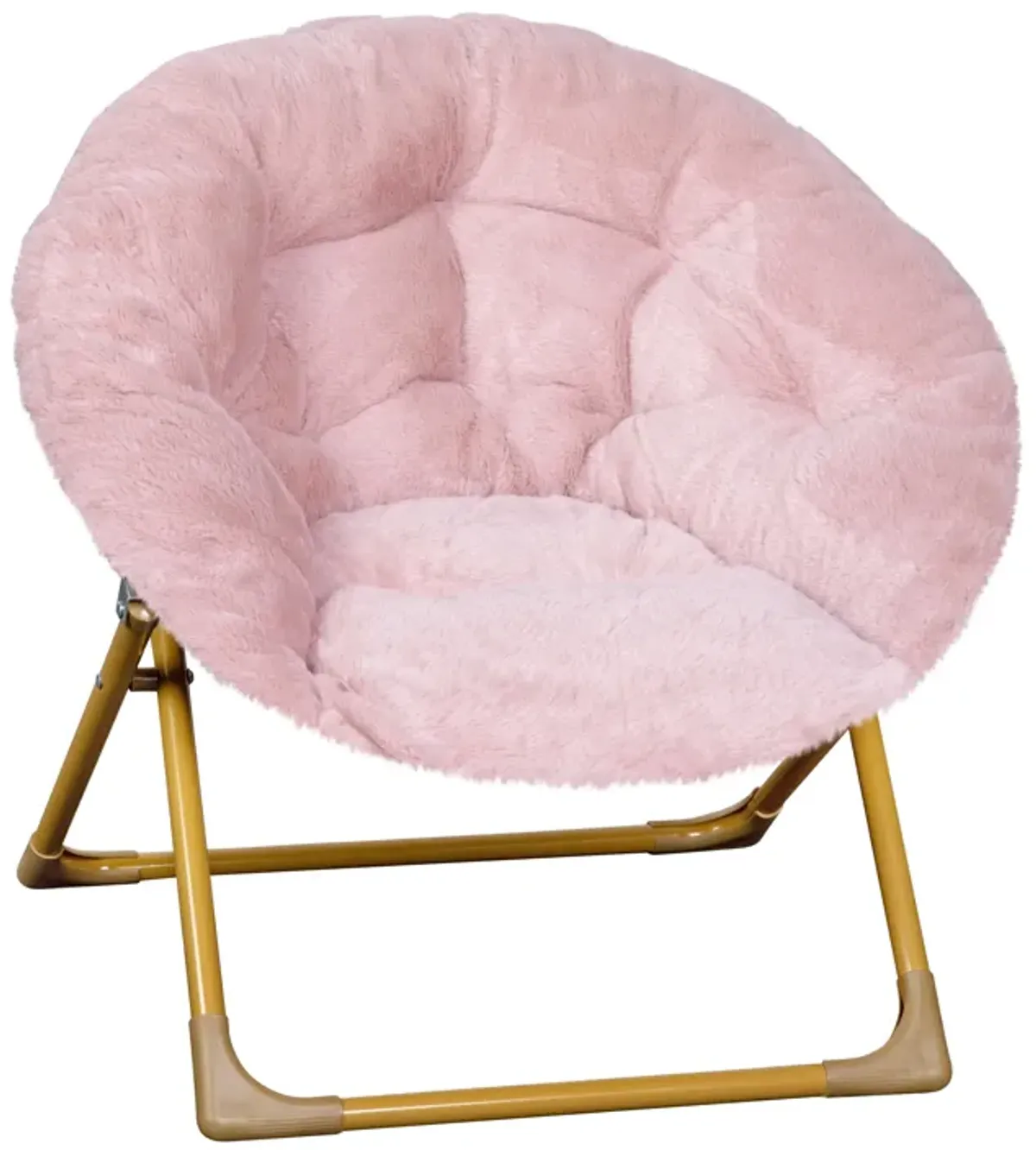 Blush Kids Fur Moon Chair - Benzara