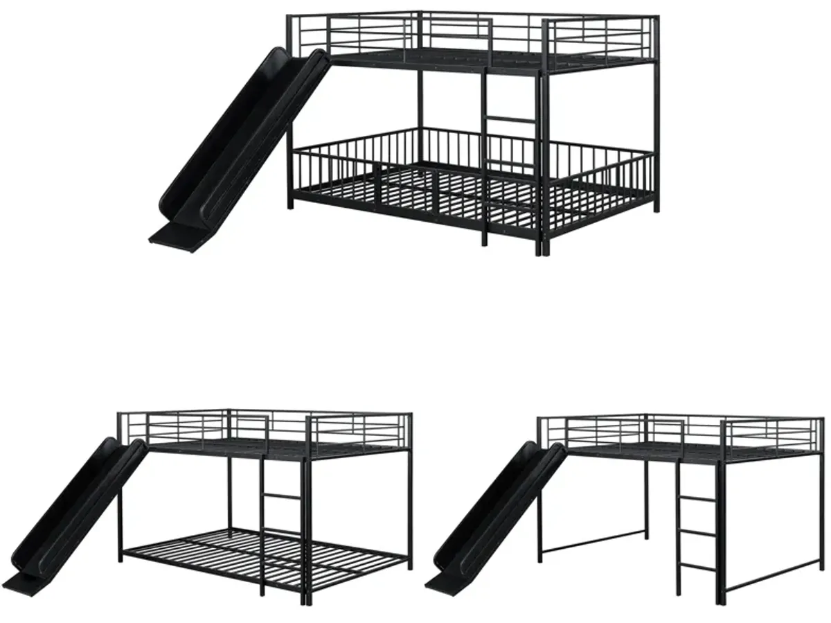 Merax Metal Bunk Bed with Slide and Guardrails