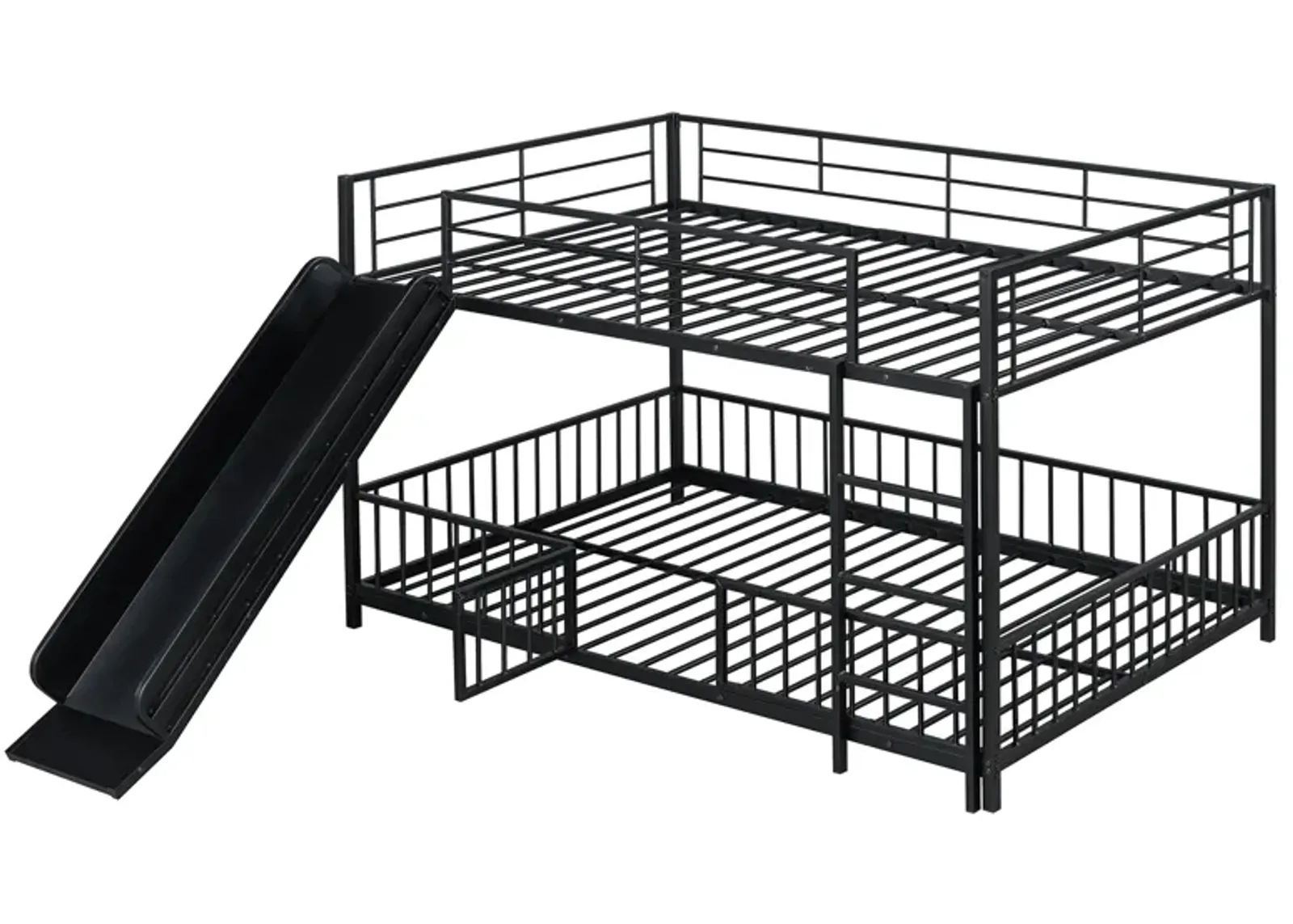 Merax Metal Bunk Bed with Slide and Guardrails