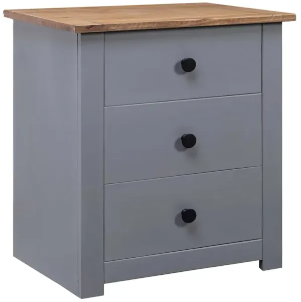Bedside Cabinet Grey and Natural Solid Pine Wood 18.1x15.7x22.4 in