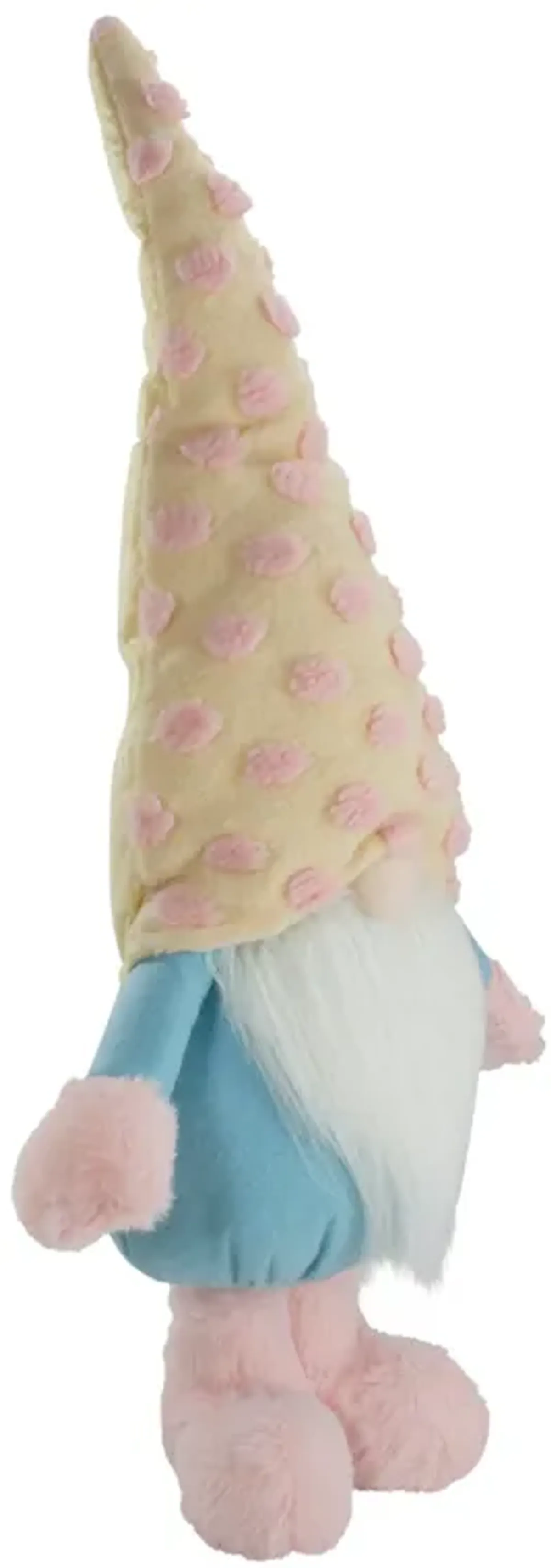 22" Blue and Pink Standing Spring Plush Gnome Figure with a Polka Dot Hat