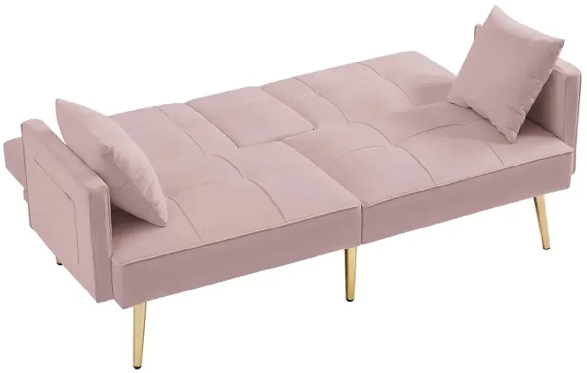 PINK VELVET SOFA BED