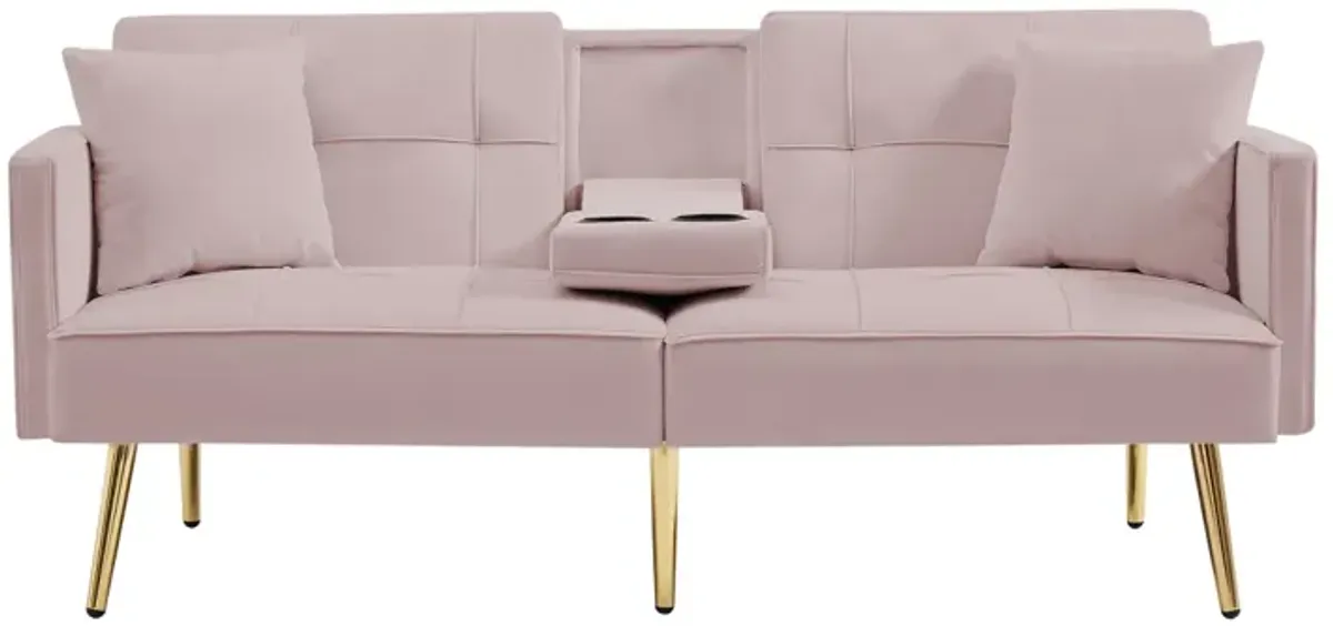 PINK VELVET SOFA BED