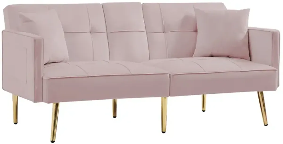 PINK VELVET SOFA BED