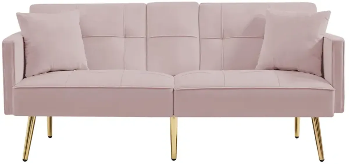 PINK VELVET SOFA BED