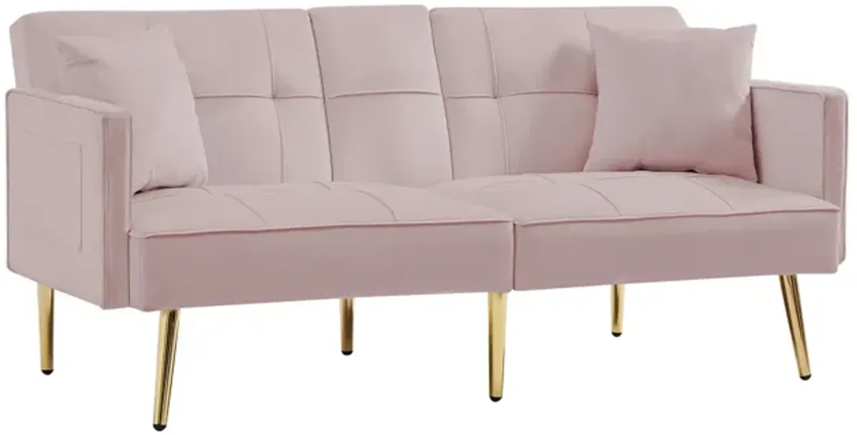 PINK VELVET SOFA BED