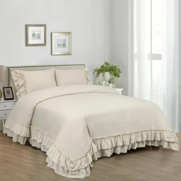 3-Piece Farmhouse Ruffled Duvet Cover Set with 2 Shams Soft and Elegant Bedding for a Cozy Bedroom
