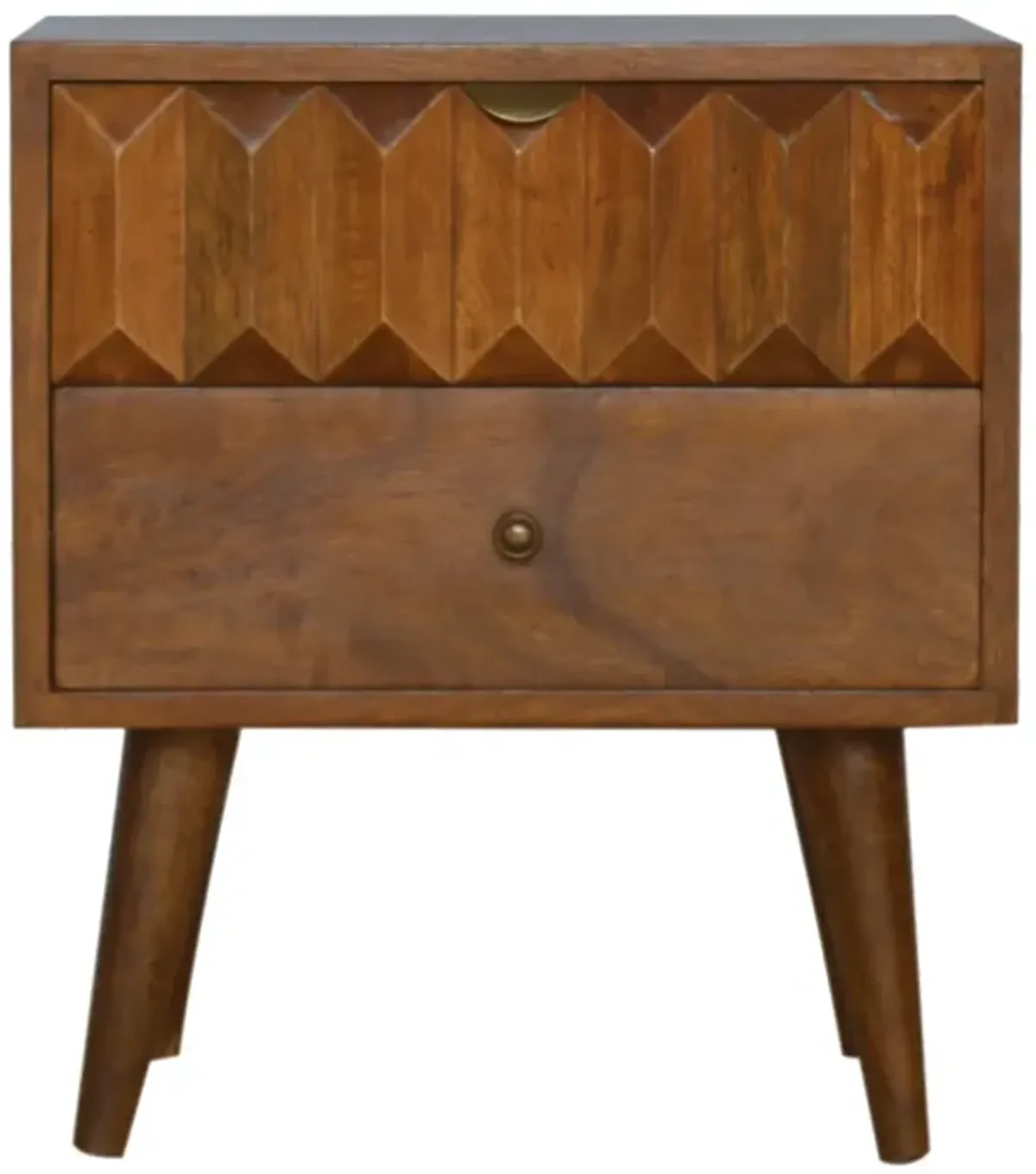 Chestnut Prism Solid Wood 2 Drawers  NightStand