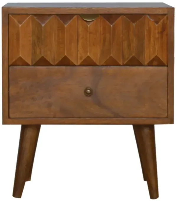 Chestnut Prism Solid Wood 2 Drawers  NightStand