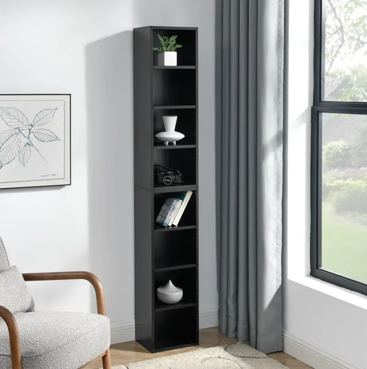 70.9 in.Tall Wood 4-Shelf Standard Bookcase with Shelves (Set of 2)