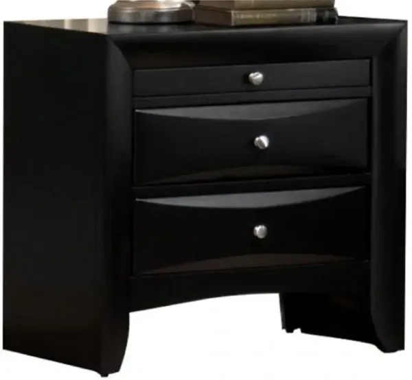 Streamdale Black Wood Nightstand with Drawer and Jewelry Tray