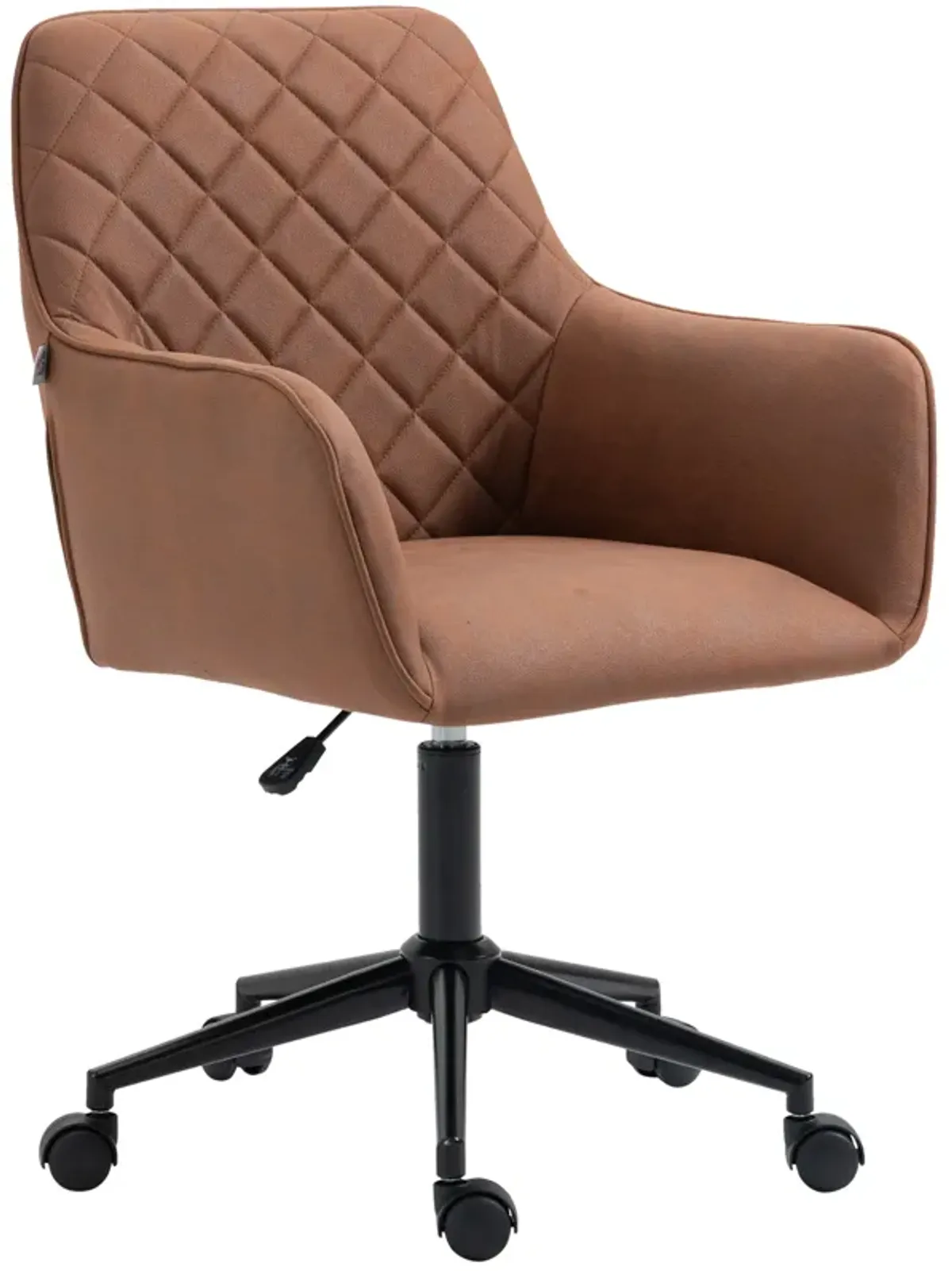 Vinsetto Mid Back Modern Home Office Chair Swivel Computer Desk Chair with Adjustable Height, Microfiber Cloth, Diamond Line Design, and Padded Armrests, Brown