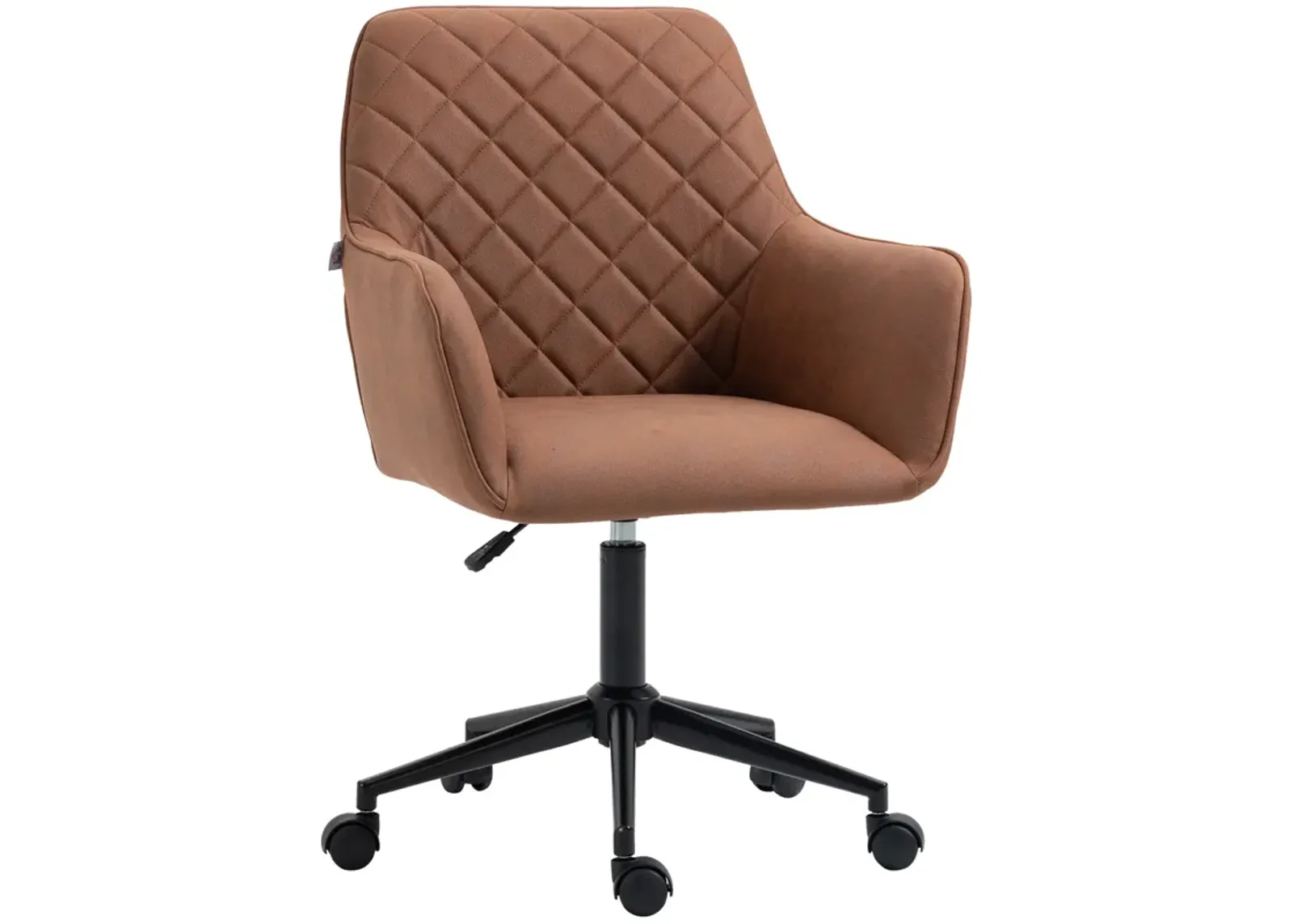 Vinsetto Mid Back Modern Home Office Chair Swivel Computer Desk Chair with Adjustable Height, Microfiber Cloth, Diamond Line Design, and Padded Armrests, Brown