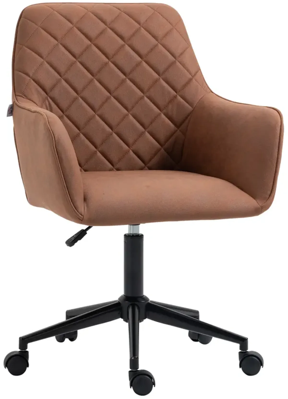 Vinsetto Mid Back Modern Home Office Chair Swivel Computer Desk Chair with Adjustable Height, Microfiber Cloth, Diamond Line Design, and Padded Armrests, Brown