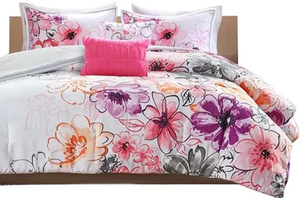 Gracie Mills Lysandra Floral Print Comforter Set