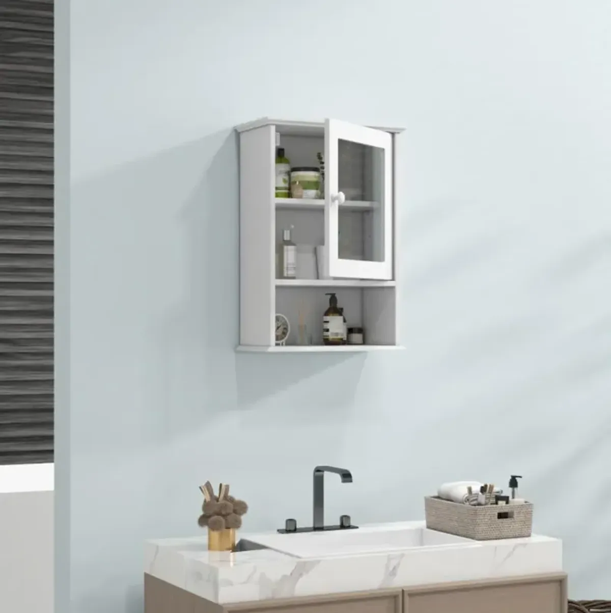 Hivvago Bathroom Wall Mounted Adjustable Hanging Storage Medicine Cabinet