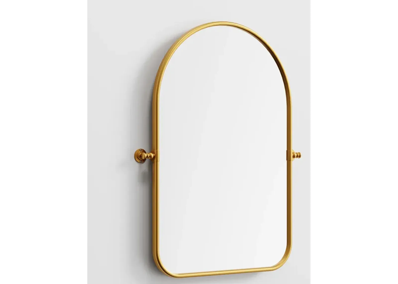 24*36  Arched Metal Framed Round Corner Bathroom Vanity Mirror in Gold