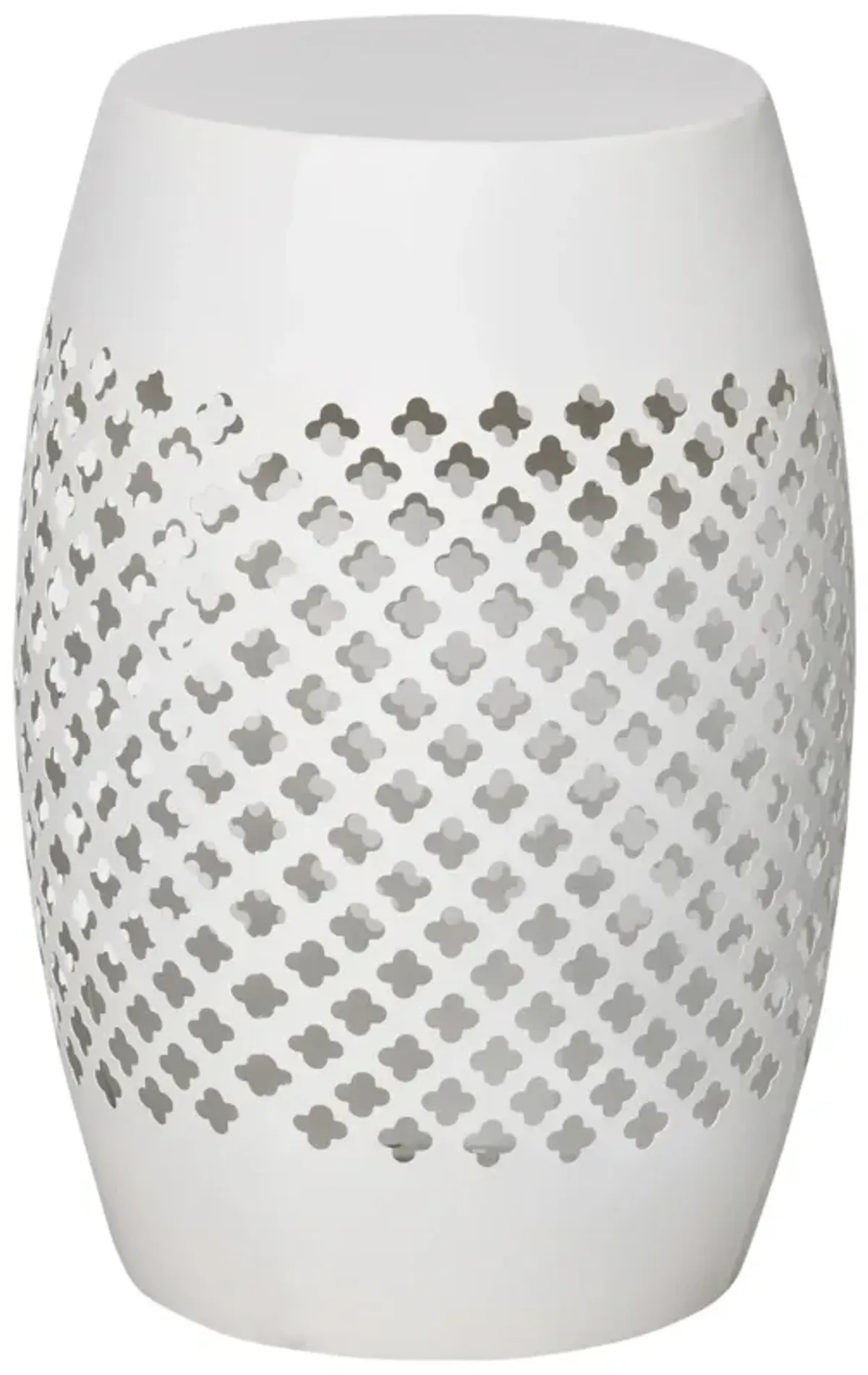 White Boho Accent: Hollow Drum Steel Side Table for Indoor/Outdoor