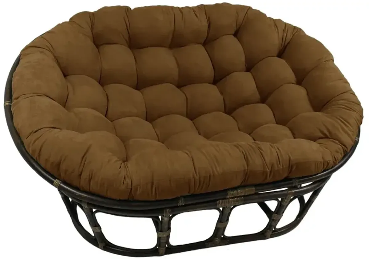 Rattan Double Papasan Chair with Microsuede Cushion