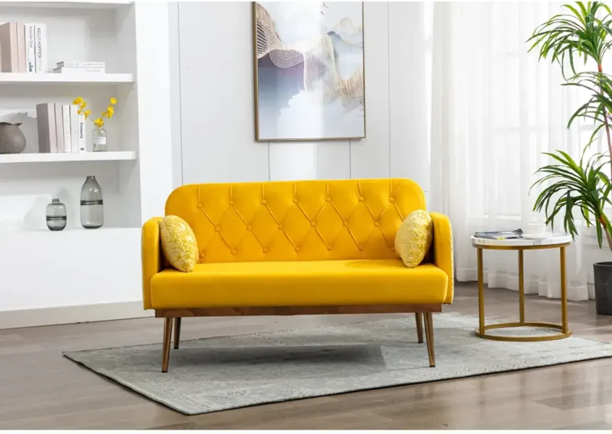 Velvet Sofa, Accent Sofa. Loveseat Sofa With Metal Feet