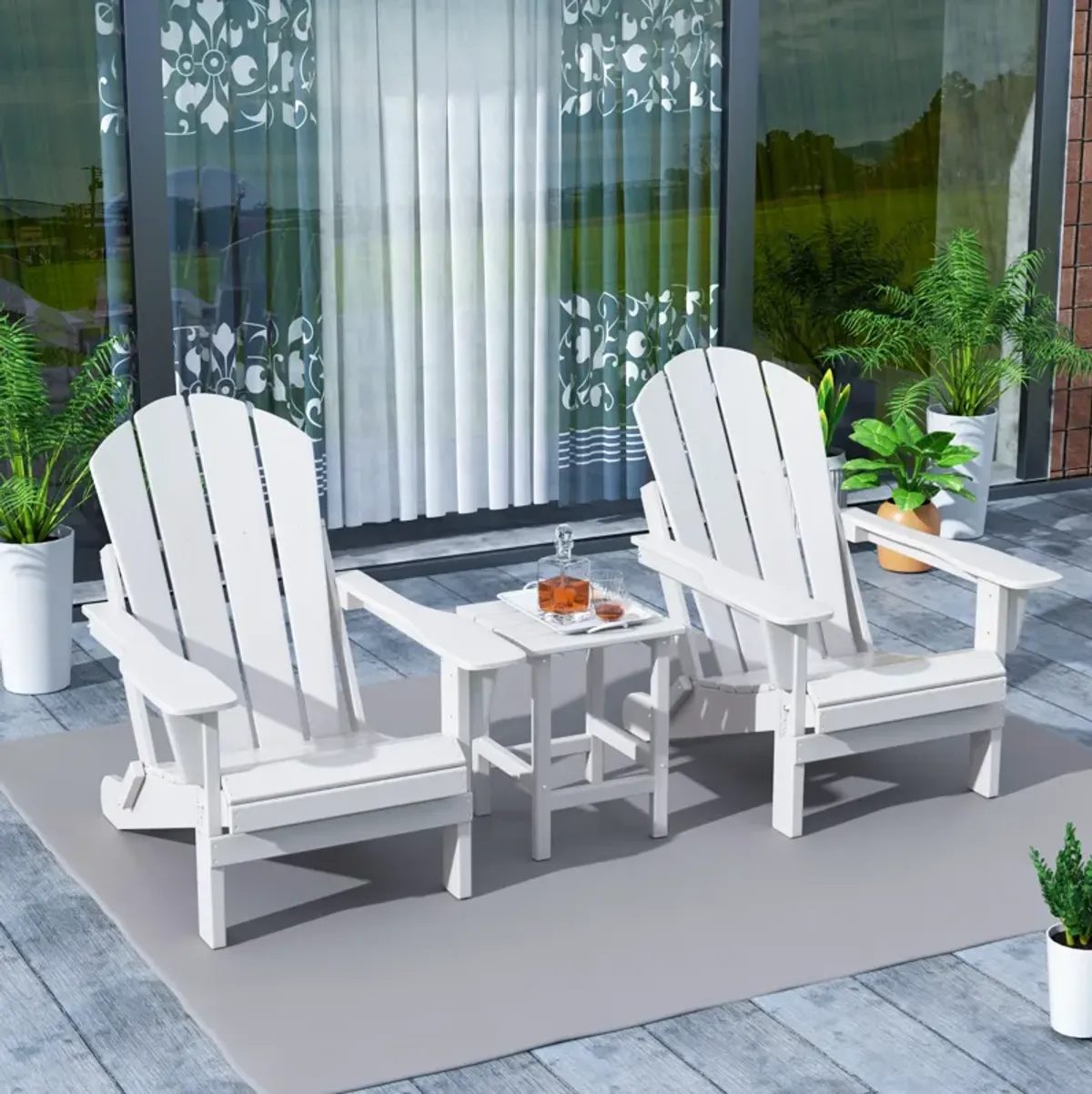 WestinTrends 3-Piece Outdoor Patio Adirondack Chairs with Side Table Set