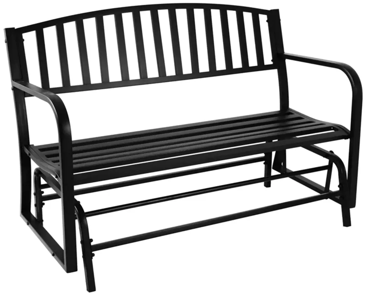 Sunnydaze 2-Person Steel Outdoor Glider Garden Bench - Black