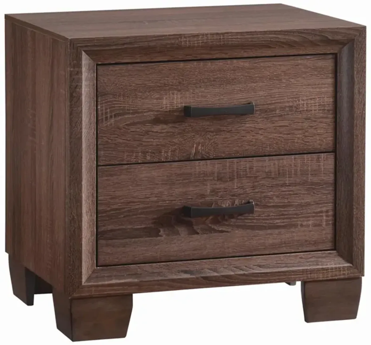 Wooden 2 Drawer Nightstand, Medium Warm Brown-Benzara