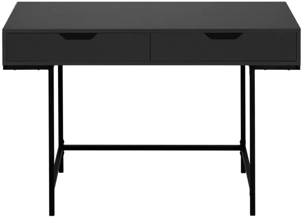 Monarch Specialties I 7556 Computer Desk, Home Office, Laptop, Storage Drawers, 48"L, Work, Metal, Laminate, Black, Contemporary, Modern