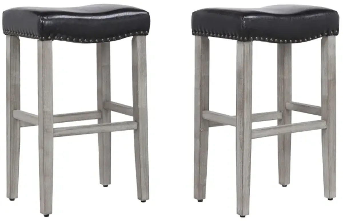 WestinTrends 29" Upholstered Saddle Seat Bar Stool (Set of 2)