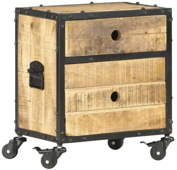 vidaXL Bedside Cabinet 15.7"x11.8"x11.8" Rough Mango Wood
