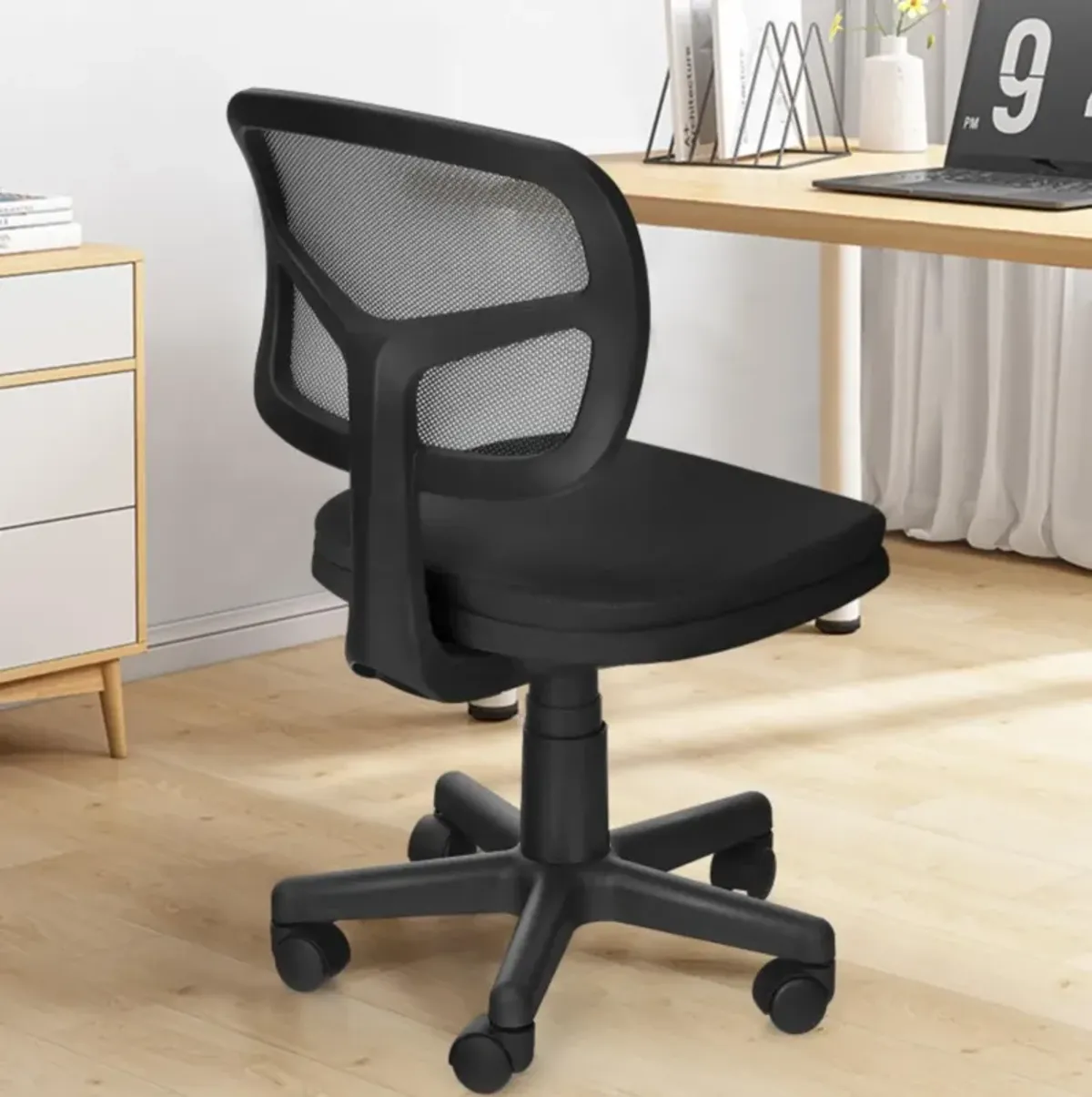 Hivvago Armless Computer Chair with Height Adjustment and Breathable Mesh for Home Office