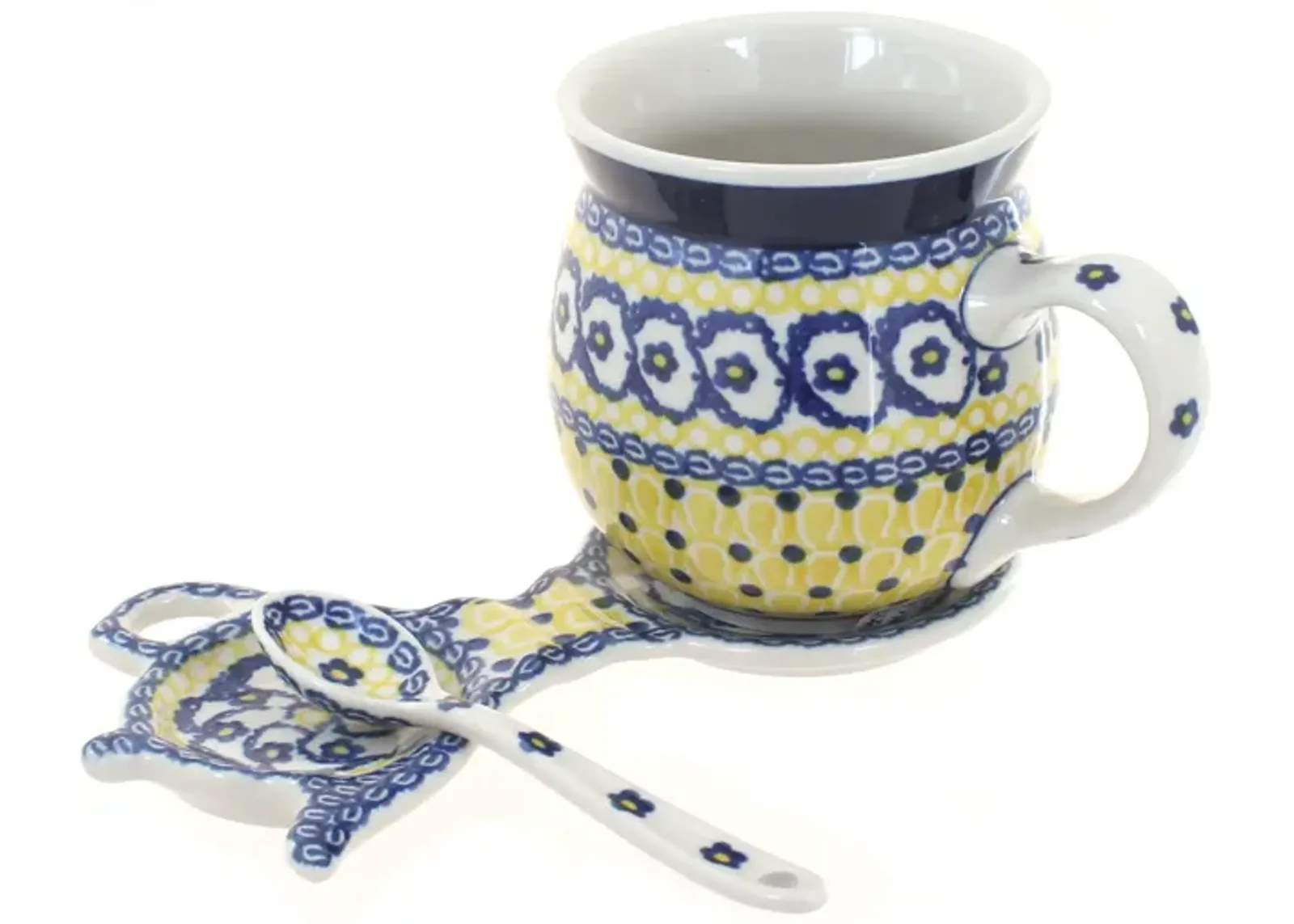 Blue Rose Polish Pottery Athena Mug & Saucer Gift Set