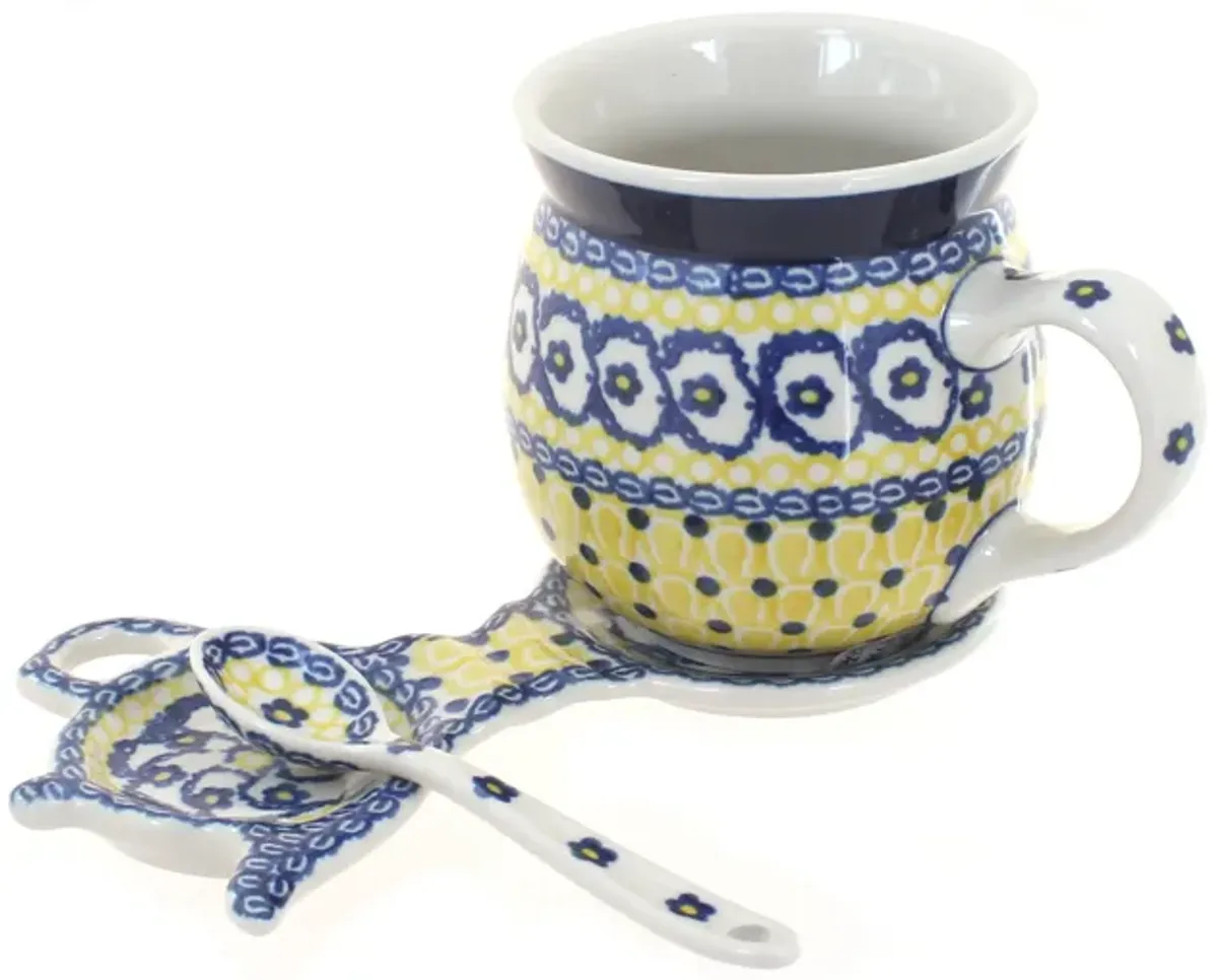 Blue Rose Polish Pottery Athena Mug & Saucer Gift Set