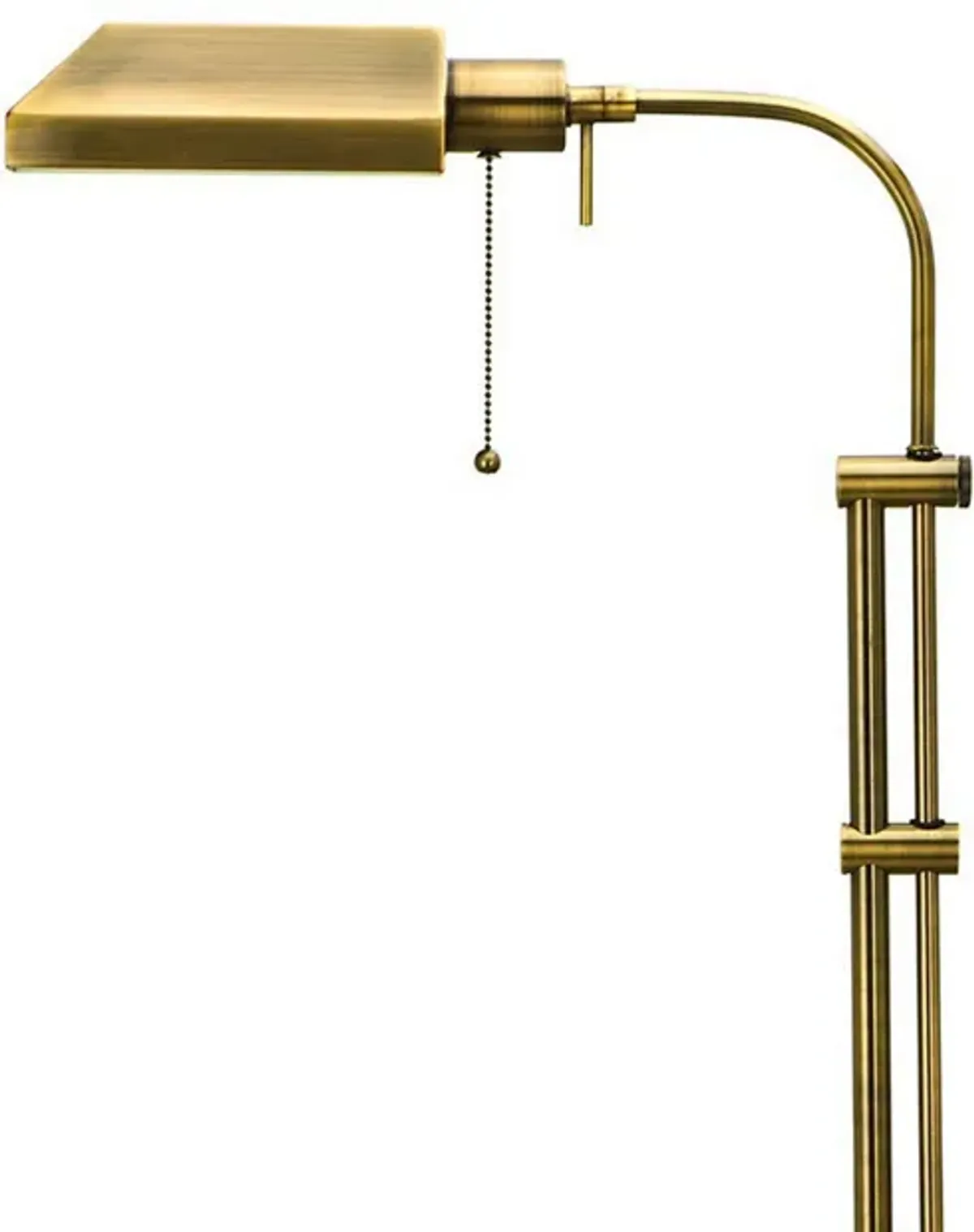 Metal Rectangular Floor Lamp with Adjustable Pole, Gold-Benzara