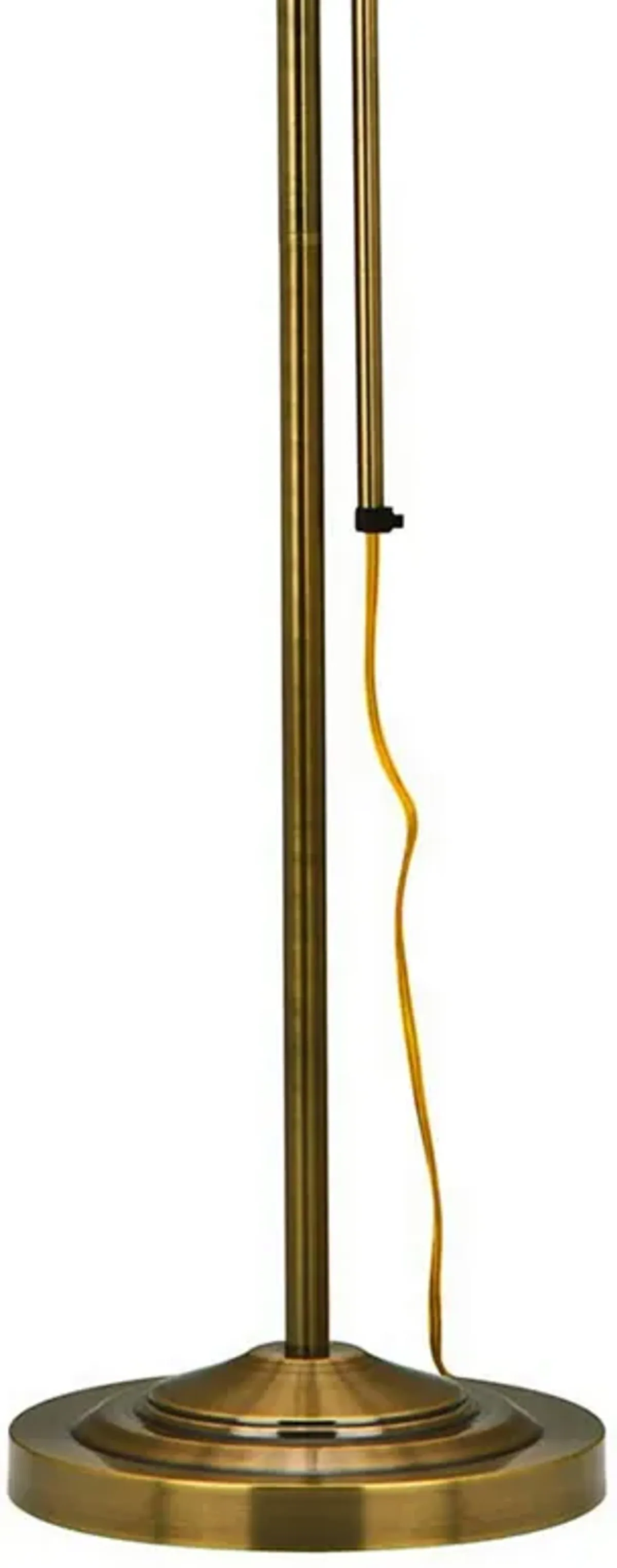 Metal Rectangular Floor Lamp with Adjustable Pole, Gold-Benzara