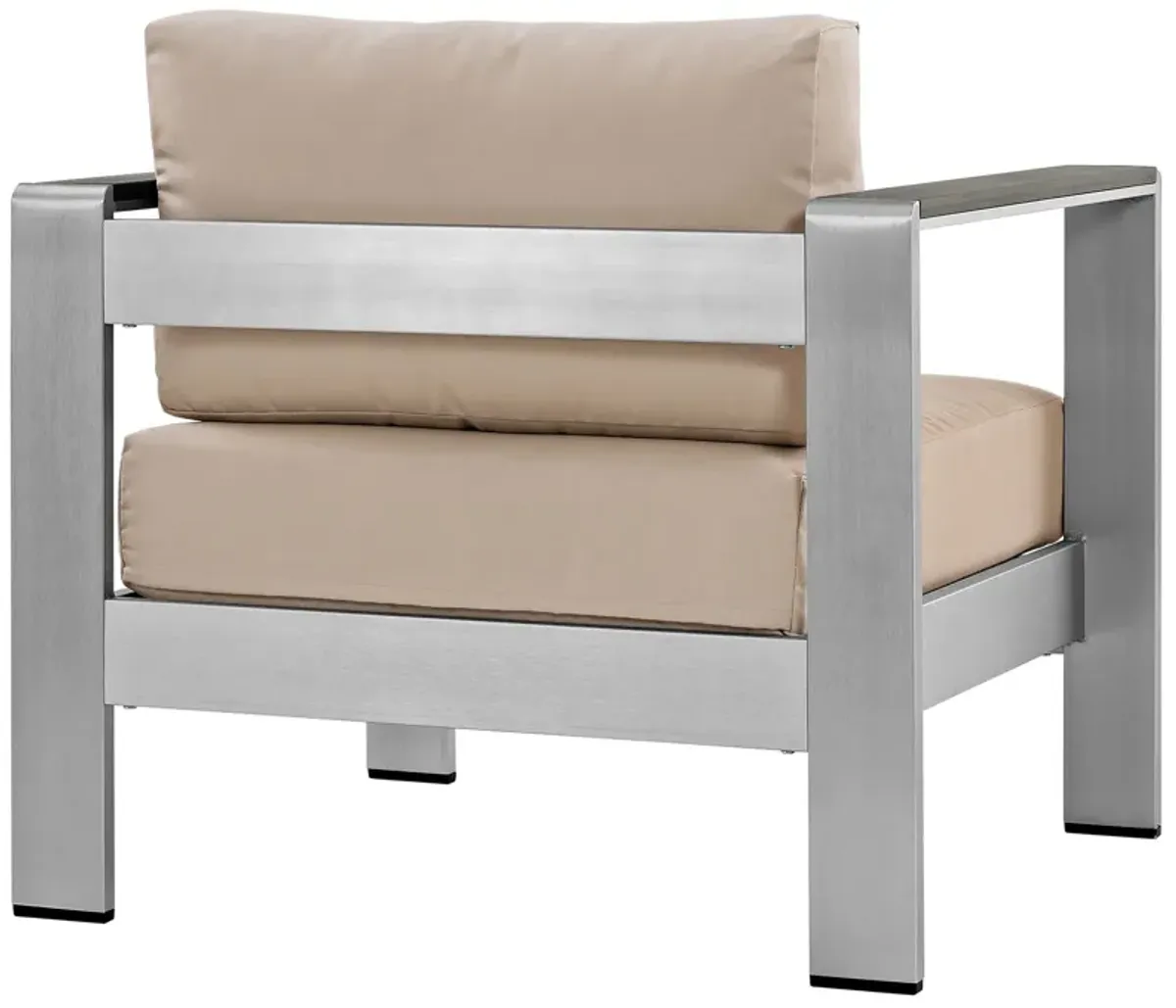 Silver Beige Shore Outdoor Patio Aluminum Armchair