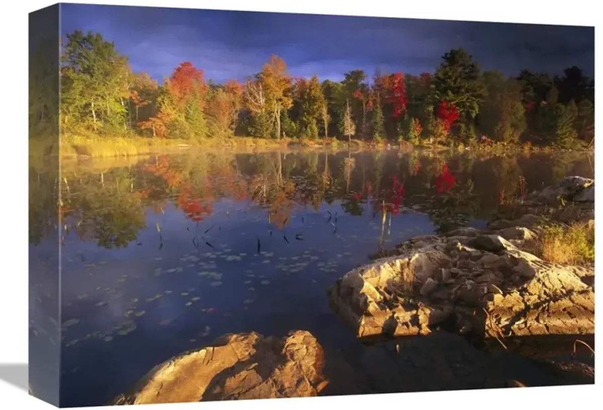 Lang Lake, fall colors, Ontario, Canada-Canvas Art-16x12
