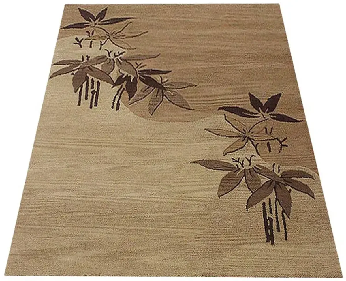 RUGSOTIC CARPETS HAND TUFTED WOOL ECO-FRIENDLY AREA RUGS  - 9'x12', Rectangle Shape, Light Brown, Floral Modern Design, High Pile Thick Handmade Area Rugs for Living Room, Bed Room (K00905)