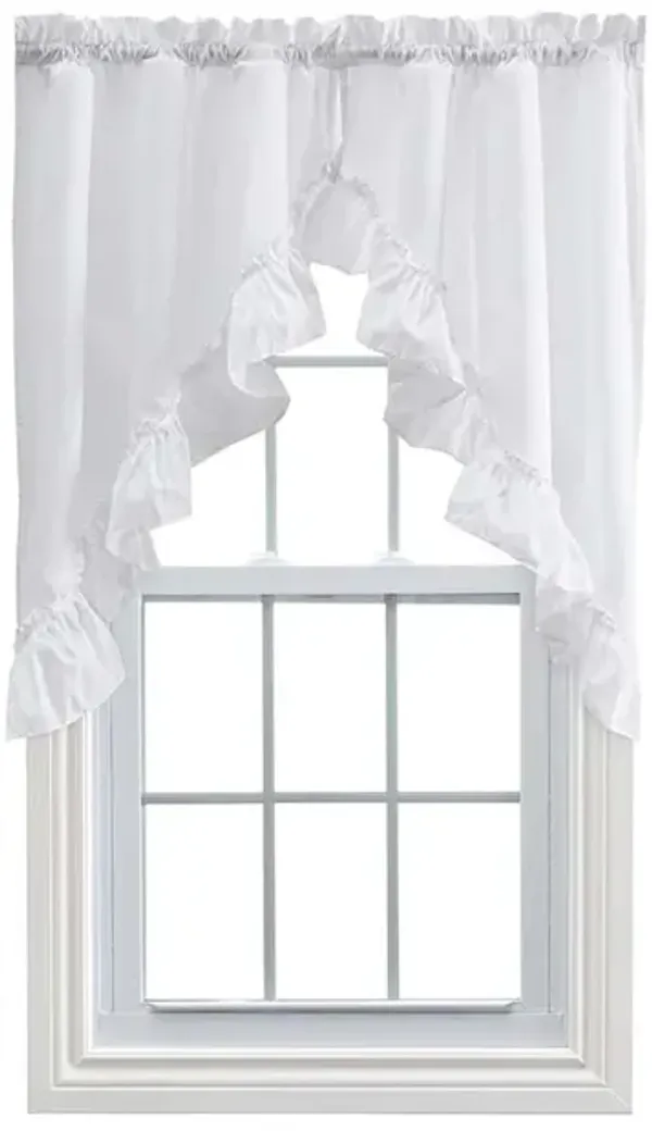 Ellis Stacey 1.5" Rod Pocket High Quality Fabric Solid Color Window Ruffled Swag 60"x38" White