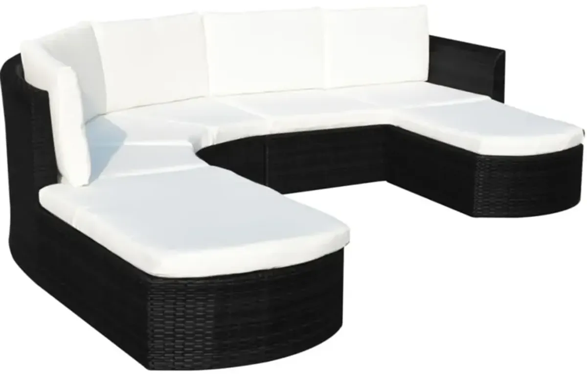 vidaXL 4 Piece Garden Lounge Set with Cushions Poly Rattan Black