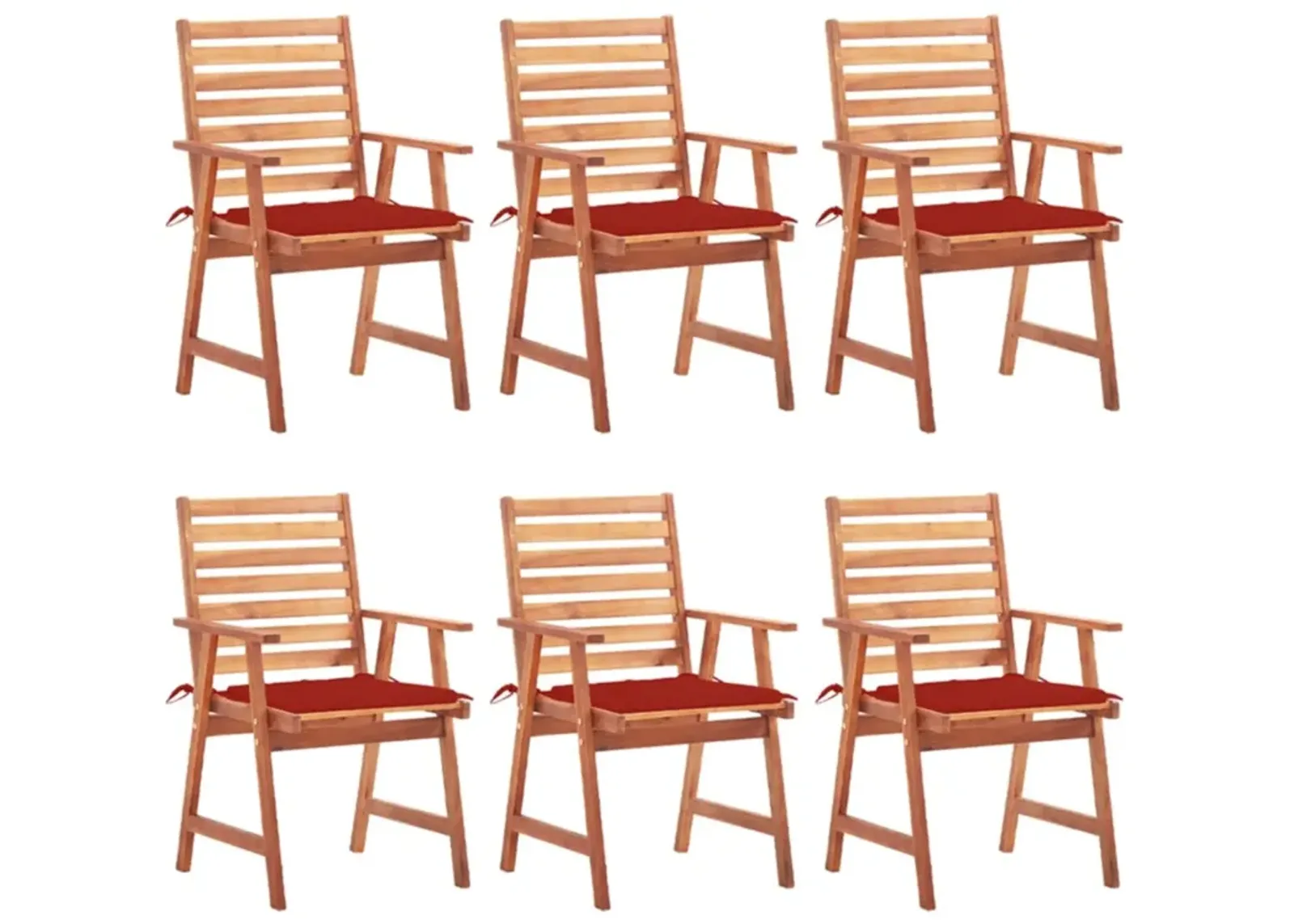 vidaXL Outdoor Dining Chairs 6 pcs with Cushions Solid Acacia Wood